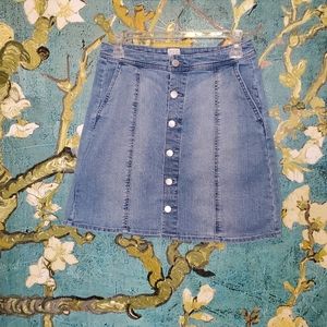 A New Day Button  Front Shift Denim Skirt Size 8
